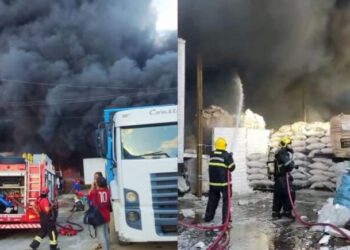Em menos de 30 minutos, bombeiros combatem incêndio de grande proporção em fábrica de gerenciamento de resíduos