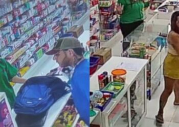 Casal é flagrado assaltando farmácia em Manaus