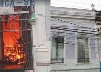 Incêndio atinge prédio histórico no Centro de Manaus