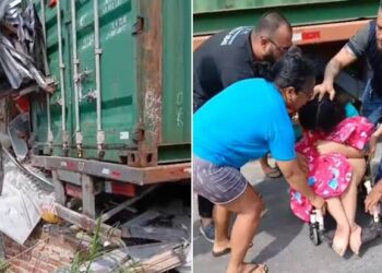 Carreta desgovernada invade casa e fere jovem paraplégica na Cidade Nova